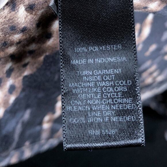 Express Womens Blouse Brown Black Snake Print V Neck Cold Shoulder Medium - Picture 8 of 13